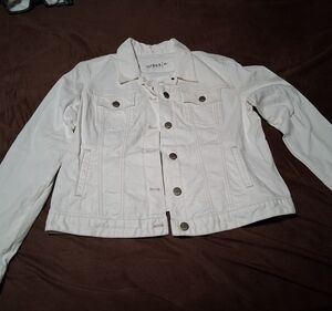 GAP WHITE WOMENS DENIM JEAN JACKET SIZE XL W/POCKETS